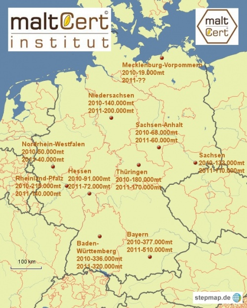 Braugerste, Bundeslnder, Deutschland Ernte 2010, Ernte 2011