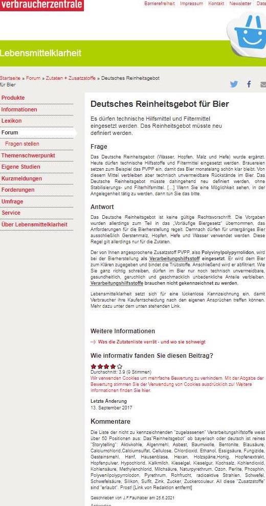 Quelle: www.lebensmittelklarheit.de Verbraucherzentrale